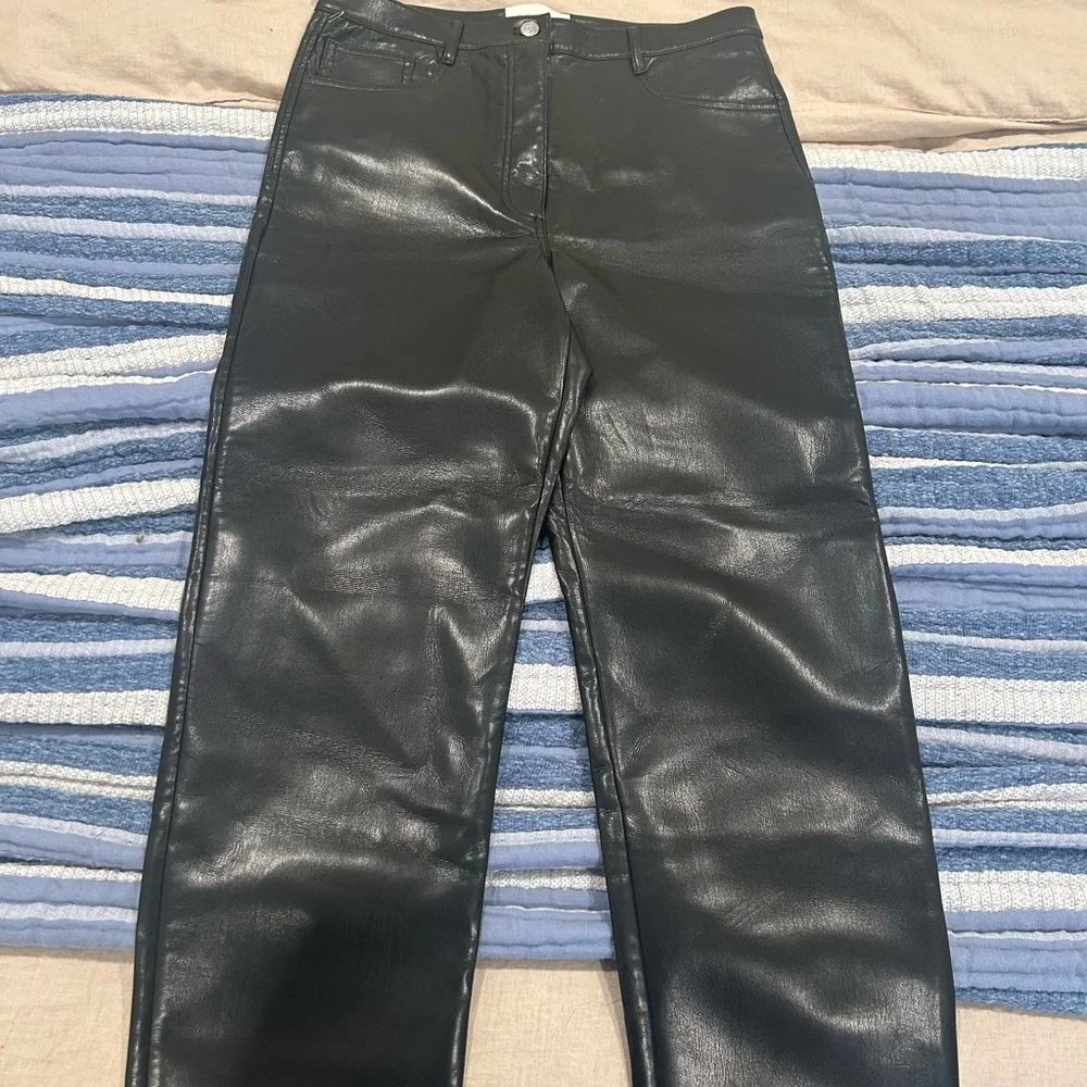 ARITZIA Wilfred The Melina Black Leather Trousers - Picture 2 of 4